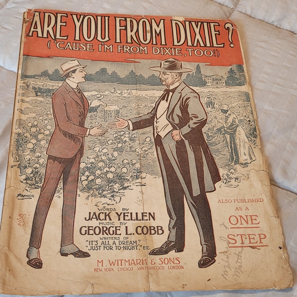 Are you from Dixie  vintage Sheet Music